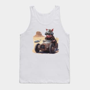 a pig racing a car across the desert Tank Top